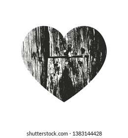 Isolated distress grunge heart with texture. Element for greeting card, Valentine s Day, wedding. Creative concept. Vector illustration