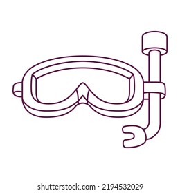 Isolated diving draw beach vector illustration
