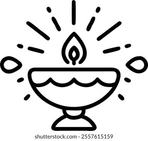 Isolated Diya and Sparklers Vector concept as A vector illustration combining a traditional Diya lamp with abstract sparklers isolated on a white background. The design is minimalistic with clean line
