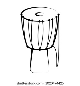 Isolated djembe outline. Musical instrument