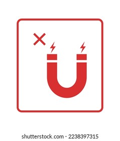 Isolated Do Not Place Magnets Near icon. Concept of labels and packaging.