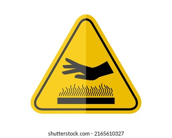 isolated do not touch hand caution, common hazardous symbols on yellow round triangle board warning sign for icon, label, logo or package industry etc. paperwork flat style vector design.