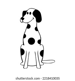 Isolated dog black draw line vector illustration