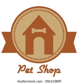 Isolated dog house on a label. Vector illustration