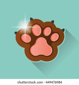 Isolated dog paw with nails, Vector illustration