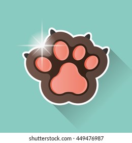 Isolated dog paw with nails, Vector illustration