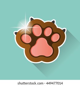 Isolated dog paw with nails, Vector illustration
