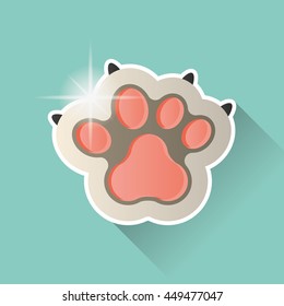 Isolated dog paw with nails, Vector illustration