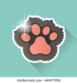 Isolated dog paw with nails, Vector illustration