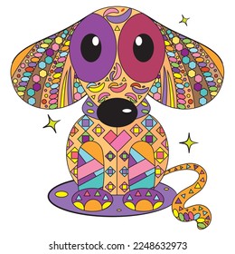 Isolated dog shape colored mandala Vector