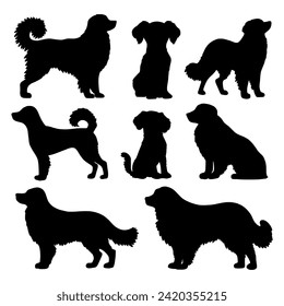 Isolated dogs on the white background. Dogs silhouettes. Vector EPS 10.	