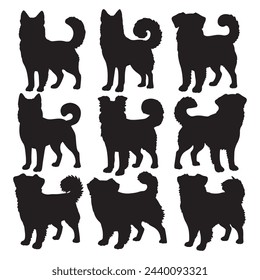 Isolated dogs on the white background. Dogs silhouettes. Vector EPS 10.	