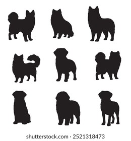 Isolated dogs on the white background. Dogs silhouettes. Vector EPS 10.	
