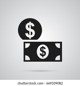 Isolated Dollar Icon Symbol On Clean Background. Vector Money Element In Trendy Style.