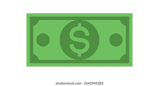 Isolated dollar money or banknotes illustration vector design. Green color. USD.