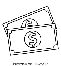 Isolated dollar ticket draw in white background financial icon- Vector