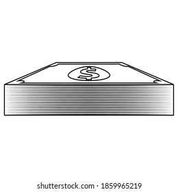 Isolated dollar tickets draw in white background financial icon- Vector
