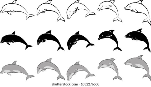 isolated dolphin - clip art illustration and line art
