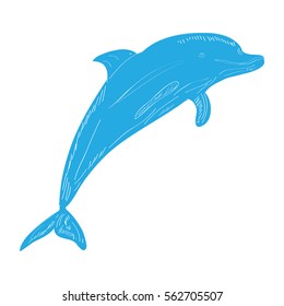Isolated dolphin sketch on a white background, Vector illustration
