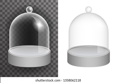 Isolated dome glass showcase box isolated 3d realistic shop glossy mockup transparent background vector design illustration