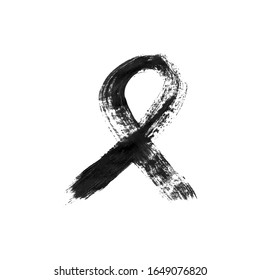 Isolated domestic violence sign ribbon on white background. Hand drawn Against, Support andd Cancer symbol. Vector Illustration