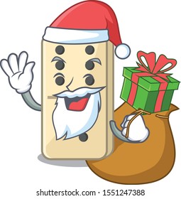 isolated domino with the cartoon santa bring gift