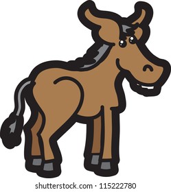 Isolated donkey cartoon character standing