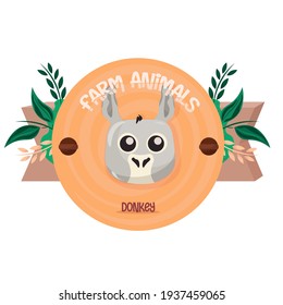 Isolated donkey medal animal farms cute icon- Vector