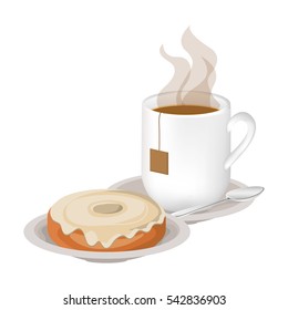 Isolated donut and coffee mug design
