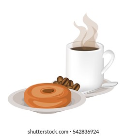 Isolated donut and coffee mug design