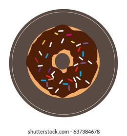 Isolated donut on a colored button, Vector illustration