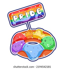 Isolated donut rainbow sticker vector illustration