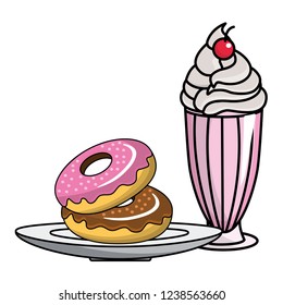 Isolated donuts and milkshake design
