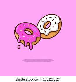 Isolated donuts on the background. Beautiful vector flat illustration with stroke. Suitable for web page, banner, flyer, sticker, card. Appetizing, beautiful, realistic food.