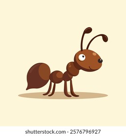 Isolated doodle ant vector with a cute character design, perfect for illustrating bugs, insects, and environmental biology themes.