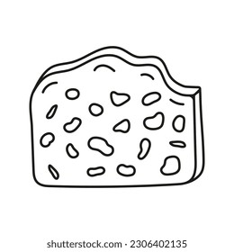 Isolated doodle Candied fruit cake black and white. Outline vector illustration Icon sweets concept.