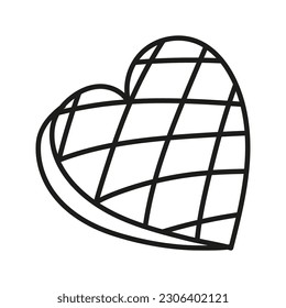 Isolated doodle candy heart black and white. Outline vector illustration Icon sweets concept.