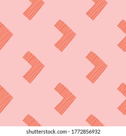 Isolated doodle corners. Pink background. Abstract colorful texture for textile, kids clothes, wrapping paper, wallpaper. Vector illustration.
