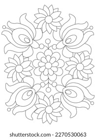 aislado, Doodle floral en blanco y negro. Página para libros de colorear, arte interesante y relajante para niños y adultos.