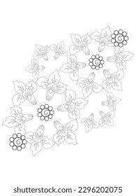 isolated, Doodle floral in black and white. Page for coloring book, interesting and relaxing art for children and adults.