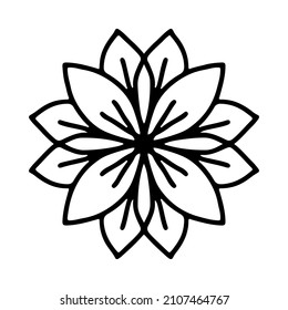 Isolated doodle flower element in hand drawn style on white background. 
