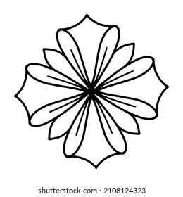 Isolated doodle flower element in hand drawn style on white background. 