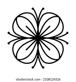 Isolated doodle flower element in hand drawn style on white background. 