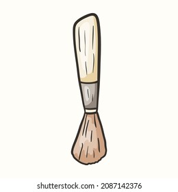 Isolated doodle illustration of a makeup brush.