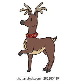 Isolated doodle style reindeer