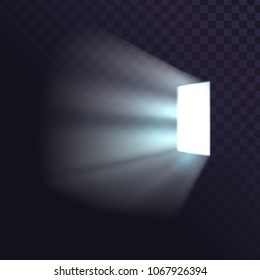 Isolated Door From A Dark Room, A Bright Light, A Window, A Square Light Source