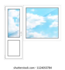 Isolated door and window on a white background. EPS-10. Used a mesh gradient and transparency. 