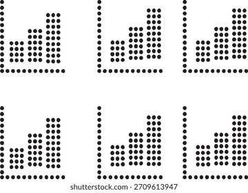 Isolated dot style graph icon, dot map style graph vector, minimal black graph dot graphic, equal size dot style symbol, analytics chart icon, statistics illustration project design