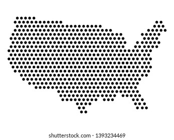 Isolated dotted political map of United States - Vector