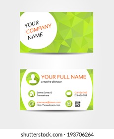 Isolated double sided business card in fresh green mosaic style 